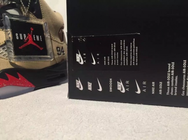 售价$198,supreme x air jordan 5 鞋盒标签曝光