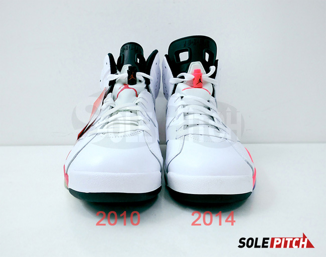 AJ6樱木 AJ6樱木384664-123 Air Jordan 6 Infrared 2014 版和 2010 版对比图片