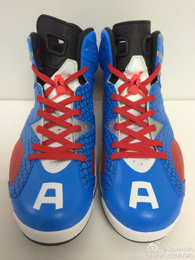 AJ6,Air Jordan 6,球鞋定制 AJ6球鞋定制 Air Jordan 6 ＂Captain America＂ 个人定制款欣赏