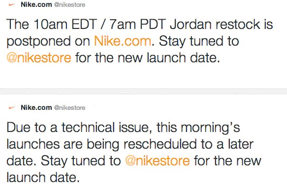 Nike补货 AJ补货Nike NikeStore 美国官网因为技术原因延期补货