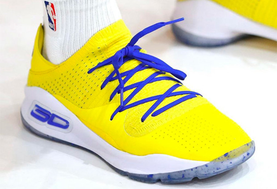 Under Armour,Curry 4 Low,Curry  首次曝光！萌神亲着 Curry 4 Low 勇士配色现身媒体见面日