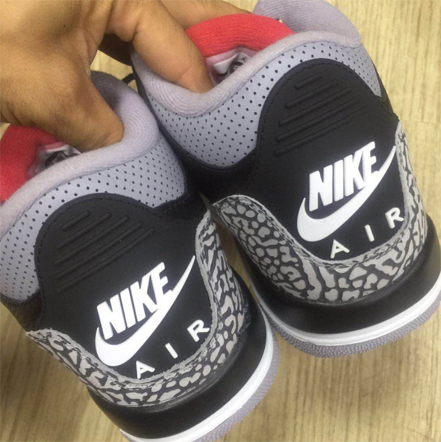 AJ3，Air Jordan 3,854262-001   Nike 后跟！2018 款黑水泥 Air Jordan 3 实物曝光