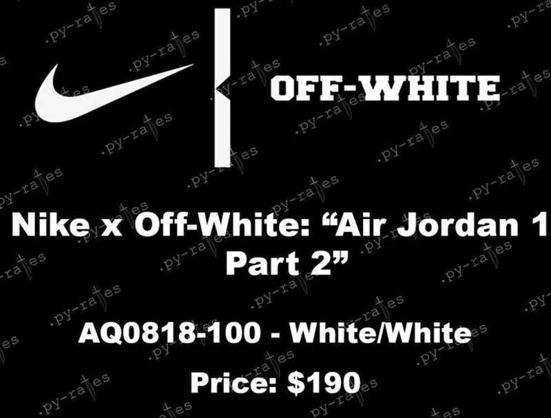 OFF-WHTIE,Air Jordan 1,AJ1  纯白配色 OFF-WHITE x Air Jordan 1 曝光，传闻并非第二季！