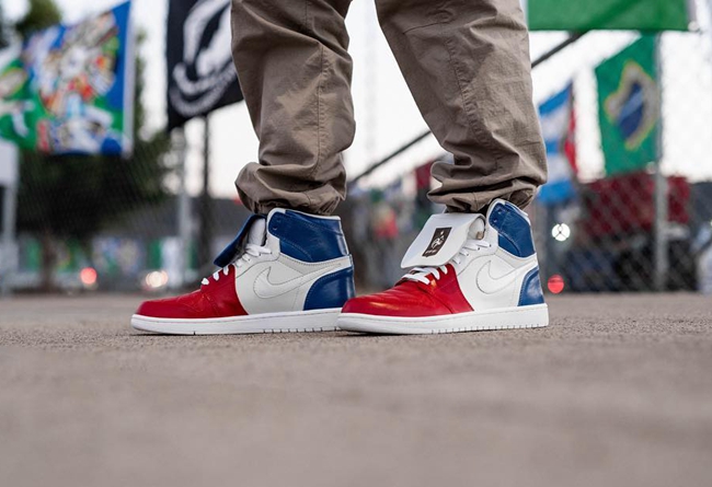 Air Jordan 1,AJ1,上脚,球鞋定制  庆祝法国夺得世界杯！AJ1 法国配色定制版欣赏