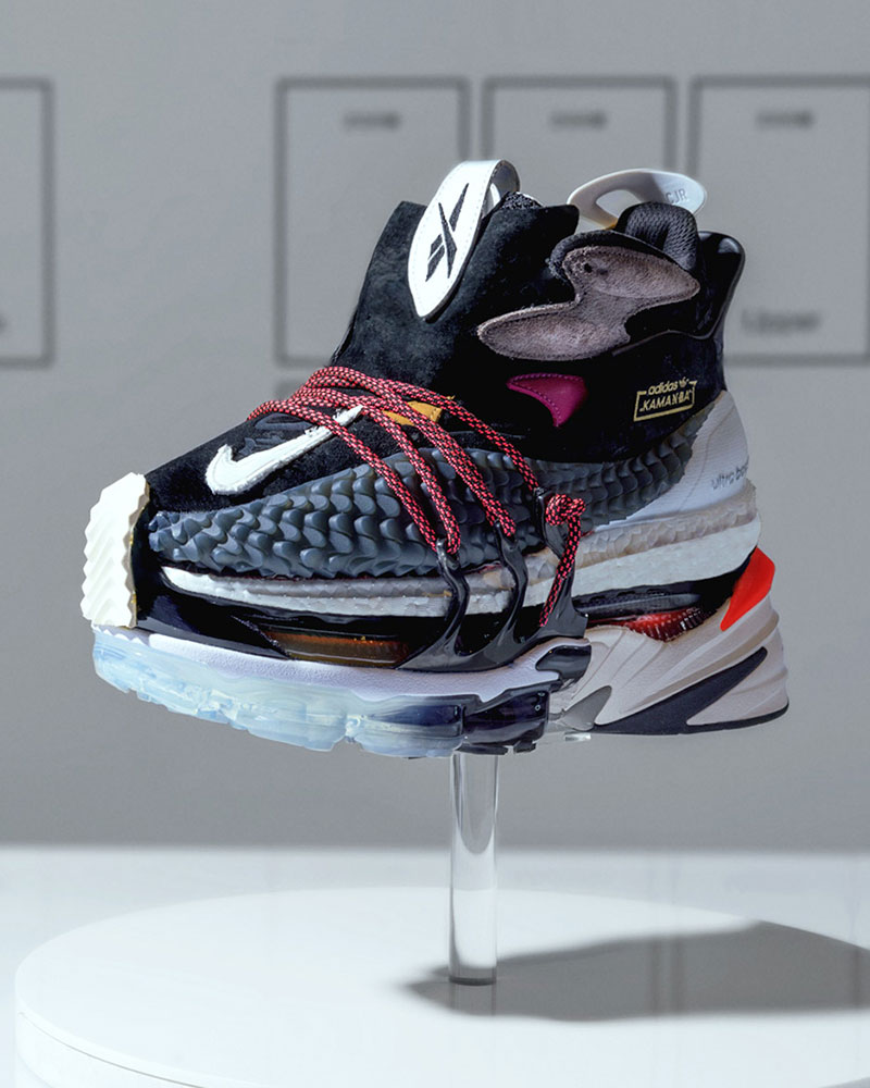 Nike,adidas,reebok  最强九合一！为了打造这双 “缝合鞋” 他们拆了九双球鞋