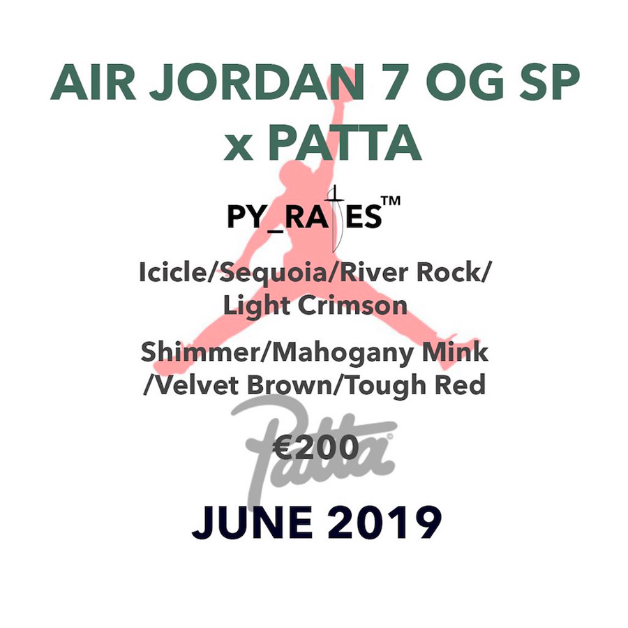 Patta,AJ7,Air Jordan 7  确定合作！Patta x Air Jordan 7 全新联名要来了！