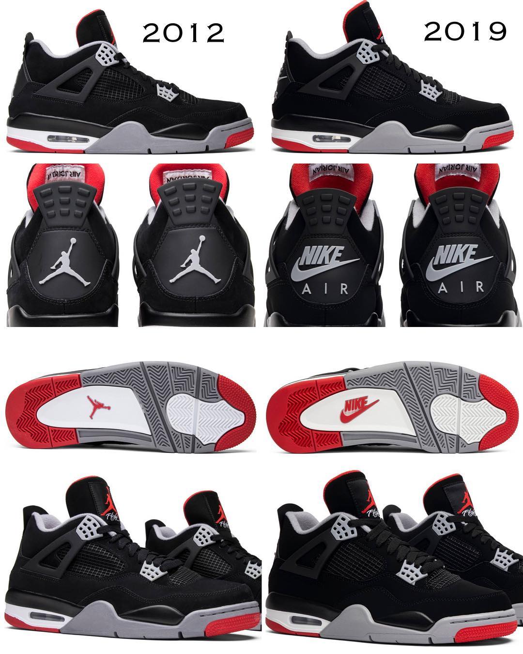 Air Jordan 4,AJ4,bred,发售,30849  除了 Logo 还有何区别？黑红 Air Jordan 4 新老版本对比