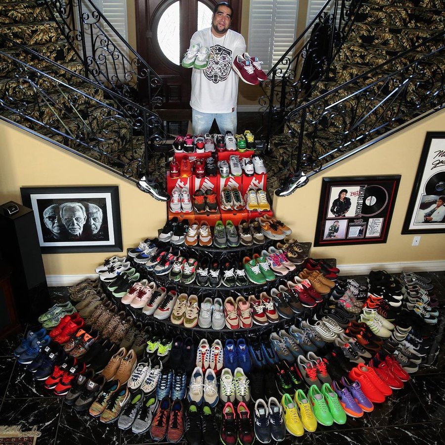 上脚,Air Jordan,Jordan,Nike  全球最强球鞋收藏家之一！一堆十几万的球鞋随便穿！