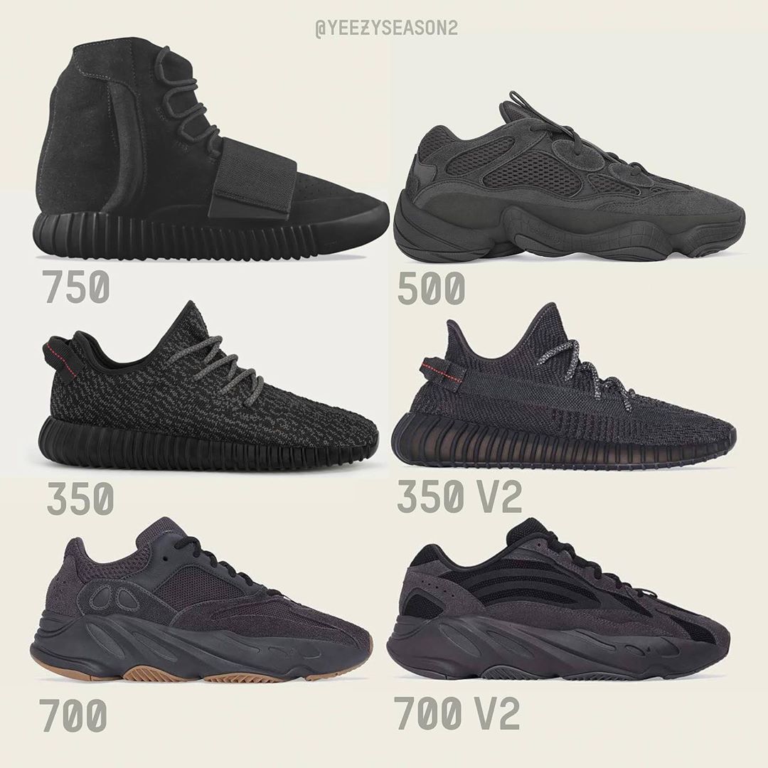 ▼ yeezy 系列所有纯黑配色