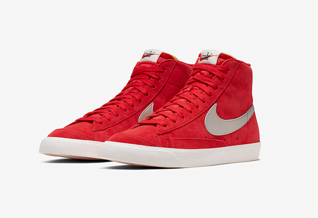 Nike,Blazer Mid,发售,CJ9693-600  抢眼大红色调 + 麂皮鞋身！Blazer Mid 新配色近期发售！