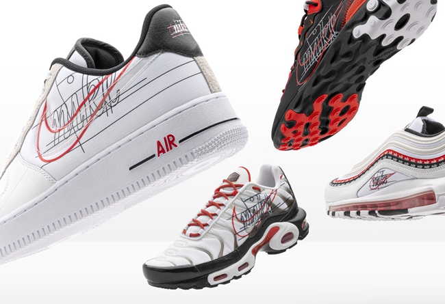 Air Force 1,Air Max 97,Air Max  鞋身手绘 Swoosh Logo 草稿！4 双 Nike 手稿系列下月发售！