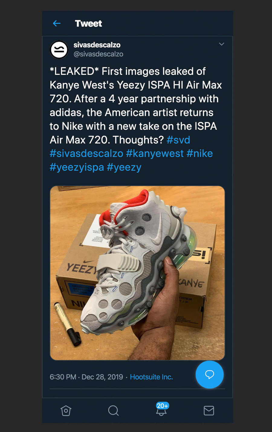 Yeezy,ISPA HI Air Max 720  网传侃爷回归 Nike！？Yeezy 大气垫新鞋首次曝光！