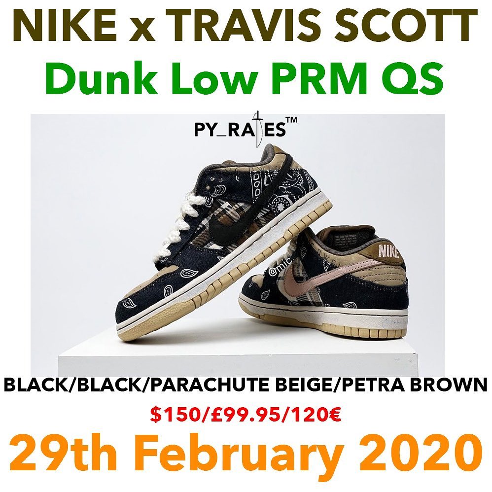 Travis Scott,Nike SB,Dunk Low,  发售日期有了！Travis Scott x Dunk SB 最新实物美图 + 上脚！