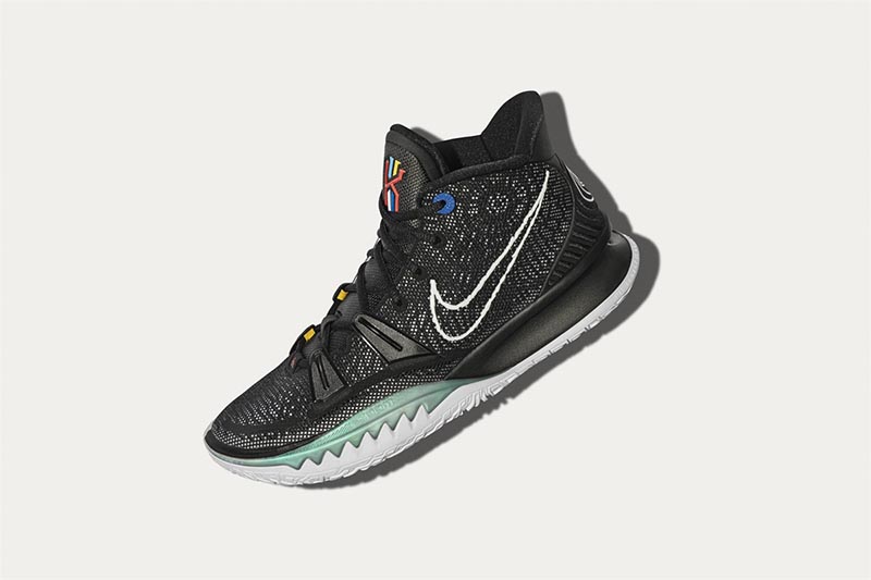 kyrie shoes black and white