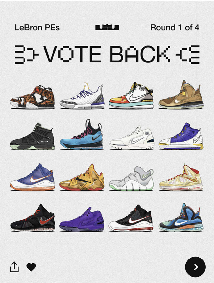 Nike,LeBron,PE,投票  SNKRS 官方投票！16 款「詹皇 PE」，哪双市售你说了算！