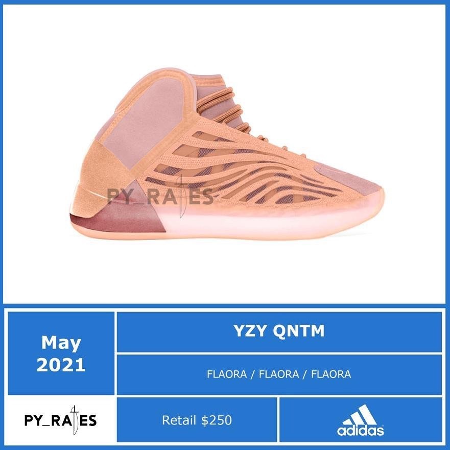 adidas，Yeezy Quantum，Flaora  罕见粉嫩装扮！全新配色 Yeezy 篮球鞋传闻 5 月发售！