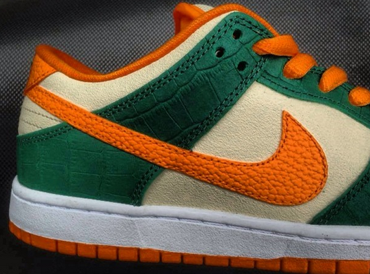 nike sb dunk low 奶白/橙/绿鳄鱼 实物局部曝光