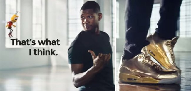 Usher着个人专属金属金Ai AJ3 Usher 上脚 Air Jordan 3 “Gold” PE