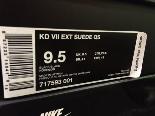 Nike,KD,7,EXT,黑麂皮,发售信  KD7 EXT “Black Suede” 黑麂皮配色发售信息