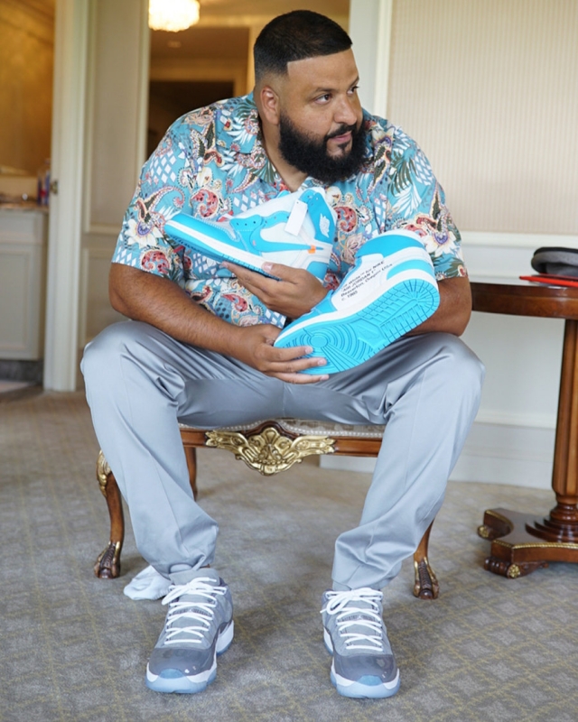 djkhaled 再晒鞋!这回是 off-white x aj1 的北卡配色