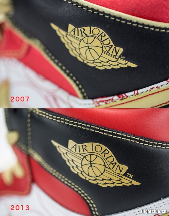 air jordan 1,aj1  AIR JORDAN 1 XQ 2007款和2013款细节对比 AJ1喜庆