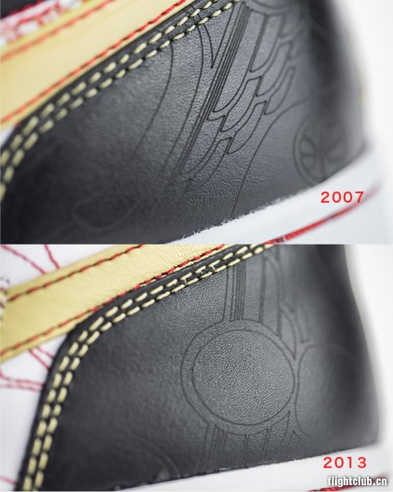 air jordan 1,aj1  AIR JORDAN 1 XQ 2007款和2013款细节对比 AJ1喜庆