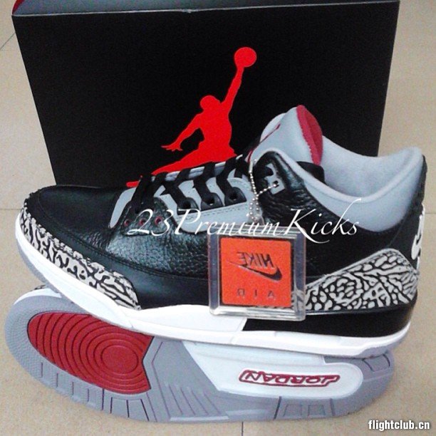 air jordan 3,aj3 AJ3 Black Cement AIR JORDAN 3 '88 “黑水泥”实物图片欣赏