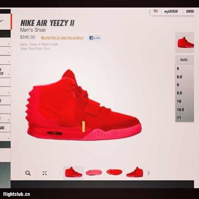 nike air yeezy 2 大红全红椰子2 Nike Air Yeezy 2 "Red October" 已经发售！？