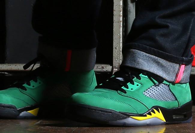 AJ5俄勒冈鸭子 AJ5俄勒冈鸭子 Tinker Hatfield 上脚 Air Jordan ＂Oregon Ducks＂ 清晰大图