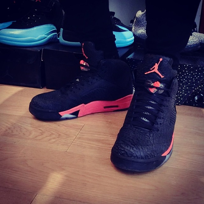 Air Jordan 3Lab5,AJ5黑红爆裂,AJ5全爆 AJ5黑红外爆裂上脚 Air Jordan 3Lab5 ＂Infrared＂ 上脚实拍