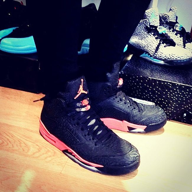 Air Jordan 3Lab5,AJ5黑红爆裂,AJ5全爆 AJ5黑红外爆裂上脚 Air Jordan 3Lab5 ＂Infrared＂ 上脚实拍