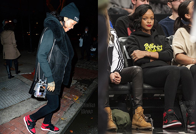 Rihanna,蕾哈娜,AJ1黑红,明星球鞋上脚,AJ1黑红  Rihanna 蕾哈娜上脚黑红 Air Jordan 1 ＂Bred＂更多图片