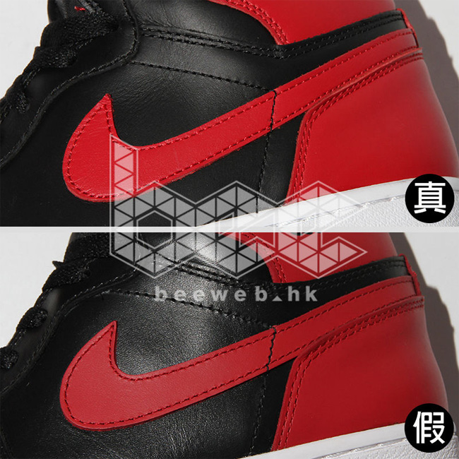 AJ1黑红鉴别,AJ1 Bred,Air Jordan 1黑 AJ1黑红鉴标 黑红 Air Jordan 1 ＂Bred＂ 真假实物详细对比