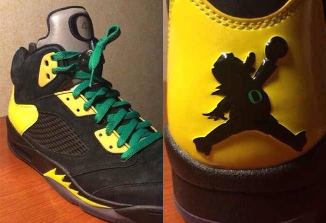 AJ5俄勒冈鸭子,Oregon Ducks AJ5俄勒冈鸭子 黑色版 Air Jordan 5 ＂Oregon Duckman＂ PE 实物曝光