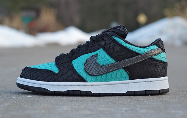 Nike SB Dunk Low,Tiffany  Nike SB Dunk Low ＂Python Diamond＂ 定制鞋款