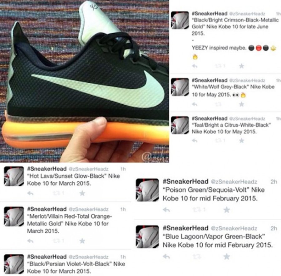 Kobe 10,Kobe X 科比10代 Nike Kobe 10 多款配色发售信息曝光