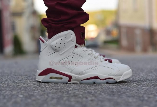 384664-116,AJ6,Air Jordan 6 384664-116AJ6 Air Jordan 6 “Maroon” 上脚实拍近赏