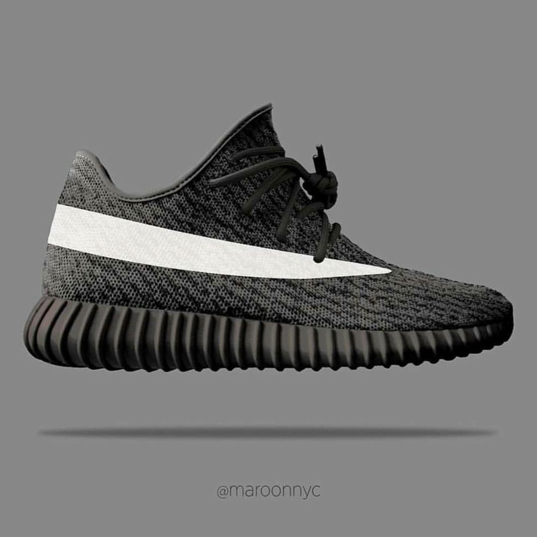 Yeezy 350 Boost,Yeezy  黑/白条纹新品配色 Yeezy 350 Boost 效果渲染图