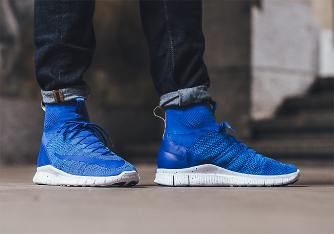 805554-400,Mercurial Superfly, 805554-400 Nike Free Flyknit Mercurial Superfly “Royal” 新色上脚实拍