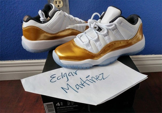 528895-103,AJ11,Air Jordan 11, 528895-103AJ11低帮 亮瞎！Air Jordan 11 Low “Metallic Gold” 实物曝光