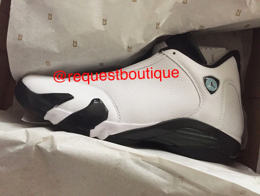 487471-106,AJ14,Air Jordan 14 487471-106AJ14 2016 款 Air Jordan 14 “Oxidized” 白黑配色首次曝光