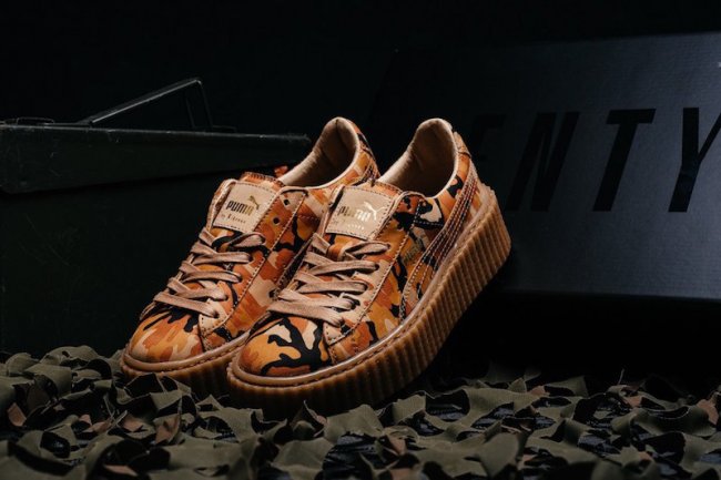 Puma Suede Creeper,Puma  橙色迷彩 Rihanna x Puma Suede Creeper “Camo” 即将发售