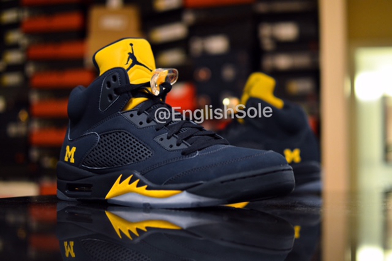 AJ5,Air Jordan 5  专属配色！Air Jordan 5 “Michigan” PE 细节近赏