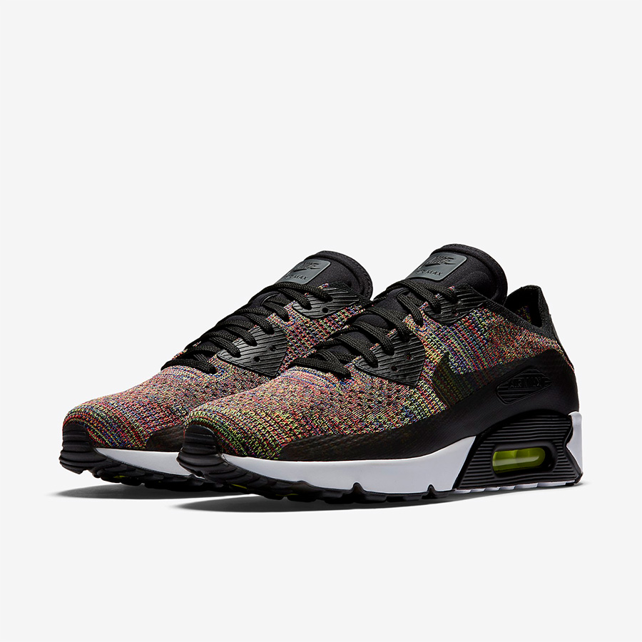 875943-002,Air Max 90,Nike 875943-002 脚感完美！黑彩虹配色 Nike Air Max 90 Ultra Flyknit 来了！