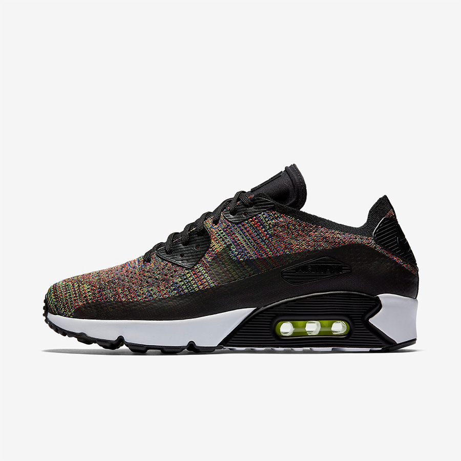 875943-002,Air Max 90,Nike 875943-002 脚感完美！黑彩虹配色 Nike Air Max 90 Ultra Flyknit 来了！