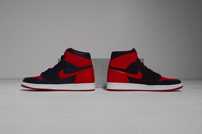 Air Jordan 1,Flyknit,Banned,AJ  多角度实物对比！编织与皮质版本黑红 Air Jordan 1 你选哪个？