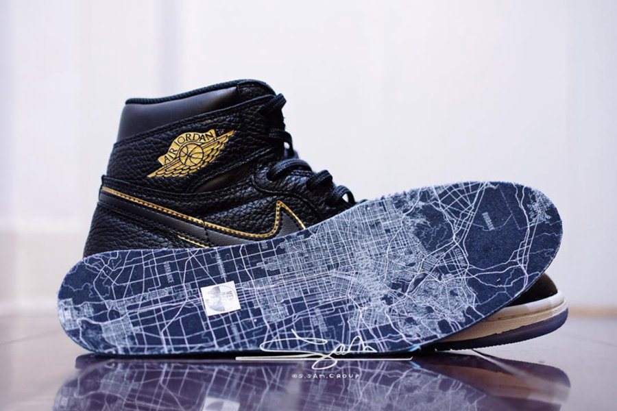 Air Jordan 1,AJ1,555088-031,LA  洛杉矶地图是亮点！全明星主题 Air Jordan 1 实物细节曝光