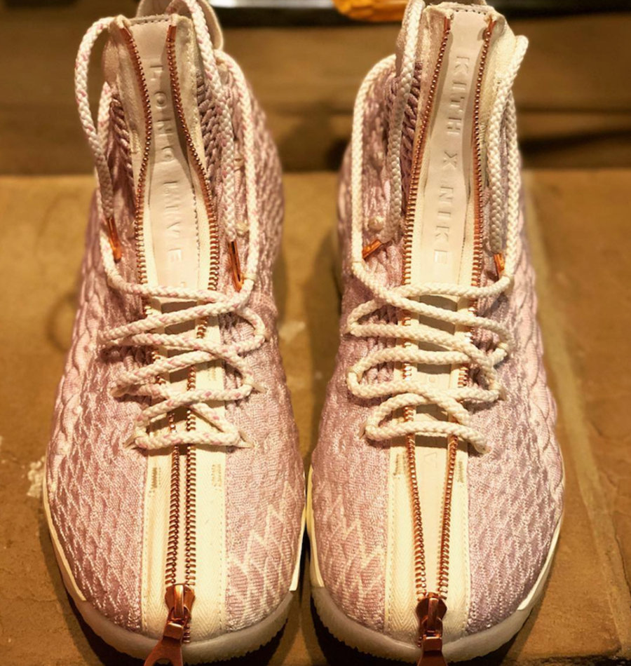 KITH,LeBron 15,Nike  清新又奢华！粉白配色 KITH x LeBron 15 实物曝光