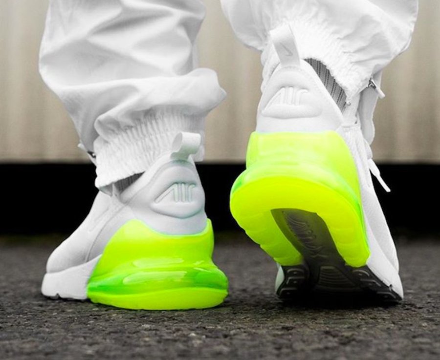 Nike,Air Max 270,AH8050-104  醒目的小白鞋！Air Max 270 “White Volt” 上脚表现出众