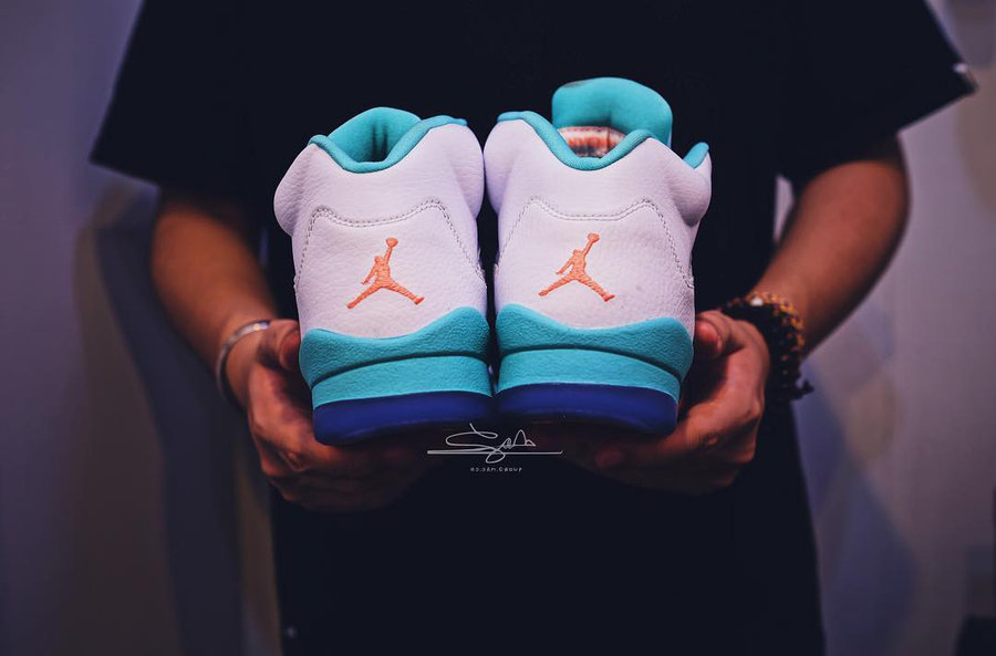 AJ5,Air Jordan 5 GS,开箱  清爽配色 + 荔枝皮面！全新 Air Jordan 5 GS 美图欣赏